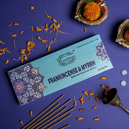 Pure Frankincense & Myrrh Incense Sticks, 100%-Natural Charcoal Free Organic Non Toxic Clean Burning Handmade Insence Sticks 100 gm Pack, Meditation Gifts – Spritual Cleansing - color: Frankincense
