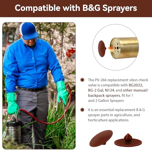 PV-266 Viton Check Valve Compatible with B&G Sprayer BG2022 | Fit for 1 2 Gallon Sprayers, Sprayer Bottom Valve Repair Parts for Preventing Backflow, 2 Pack