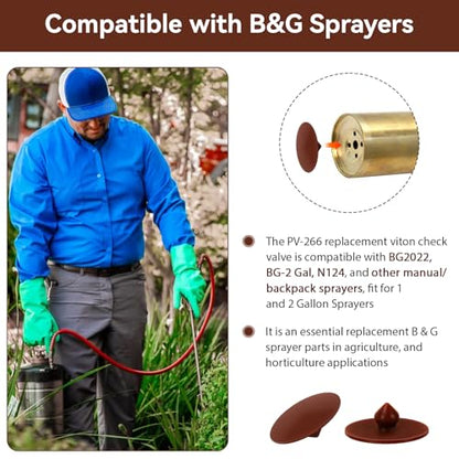 PV-266 Viton Check Valve Compatible with B&G Sprayer BG2022 | Fit for 1 2 Gallon Sprayers, Sprayer Bottom Valve Repair Parts for Preventing Backflow, 2 Pack