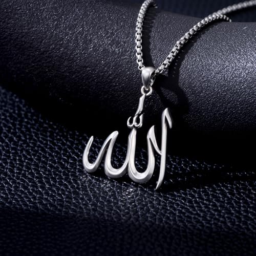 Allah Necklace 925 Sterling Silver Muslim Allah Pendant Islamic Jewelry for Men Women