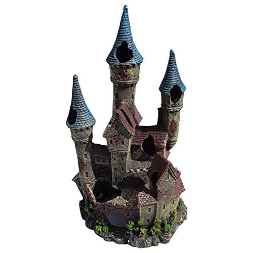 Medieval Castle Fortress with Three Turrets 12.5 Inches (31cm) Tall, Aquarium Fish Tank Decoration Ornament XL Castle Aquascape Fish Tank Decor Ornament, Polyresin