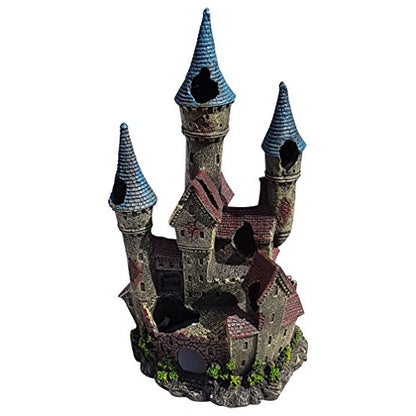Medieval Castle Fortress with Three Turrets 12.5 Inches (31cm) Tall, Aquarium Fish Tank Decoration Ornament XL Castle Aquascape Fish Tank Decor Ornament, Polyresin