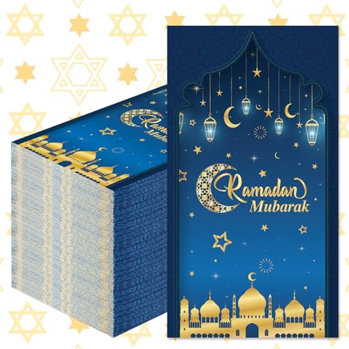 Yeaqee 100 Pcs Eid Mubarak Napkins Ramadan Disposable Mexican Paper Napkins Cinco De Mayo Fiesta Supplies Party Taco Fiesta Guest Hand Towels for Kitchen Party Supplies (Moon) - color: Moon