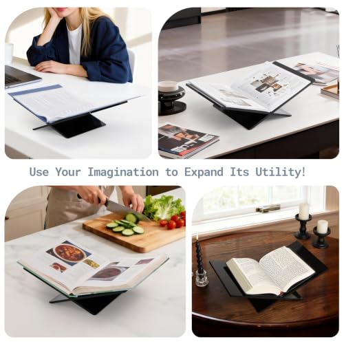 PUERSI Acrylic Book Stands for Display, 15.8 x 9.5 x 4.3 in Open Bookstand - color: Black
