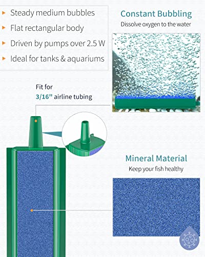 Aquarium Air Stone Bar with 6.5 Feet Airline Tubing for Nano Air Pump Small Bucket and Fish Tank