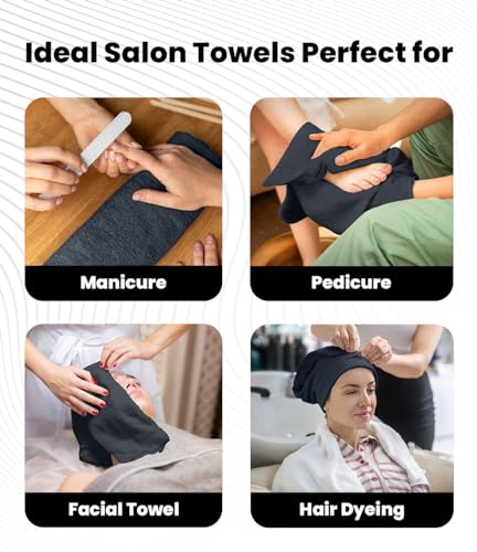 Avalon Towels Salon Towel - Grey Hand Towels Bulk Pack of 24 - 100% Cotton Absorbent Spa, Facial & Gym Towel for Working Out - 16x27 Inches (Not Bleach Proof) - color: Grey