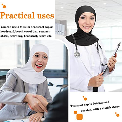Geyoga Modal Hijab Cap for Women Adjustable Muslim Stretchy Turban Full Cover Shawl Cap Full Neck Coverage Small and medium - color: White, Black