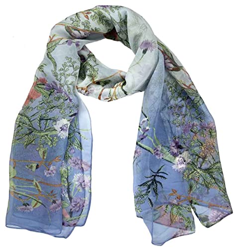Xyueanlo Scarfs for Women Lightweight Scarves Fashion Print Floral Pattern Scarf Shawls - color: F-blue