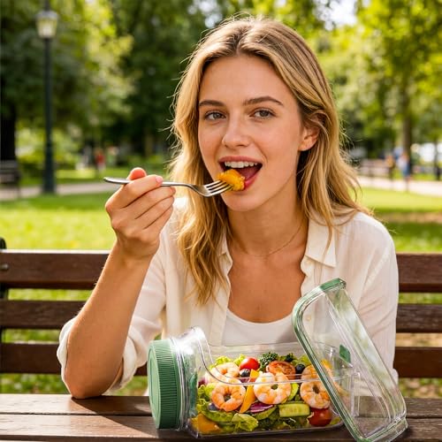 Salad Pod Portable Salad Jar with Leakproof Dressing Container, Meal Prep, Food Storage Container for Office, Work, Travel, Picnic, Gym and Outdoor Use - size: 1000 ml (Pack of 1)