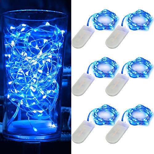 6 Pack 7Ft Starry String Lights No Remote Fairy String Lights, 20 LEDs Blue - color: Blue, size: 7ft