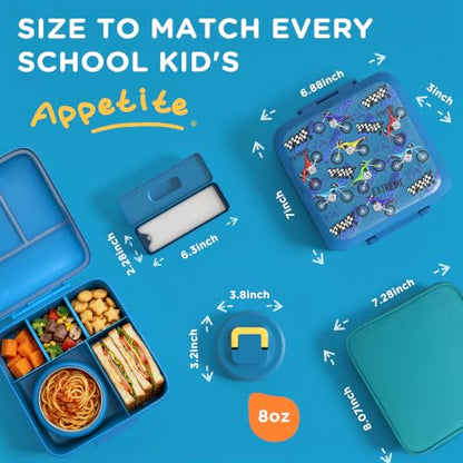 JXXM Bento Lunch Box for Kids With 8oz Soup thermo,Leak-proof Lunch Containers with 5 Compartment,thermo Food Jar and Lunch Bag, Food Containers for School (A-Blue(Extreme Locomotive)) - color: Blue Extreme Locomotive
