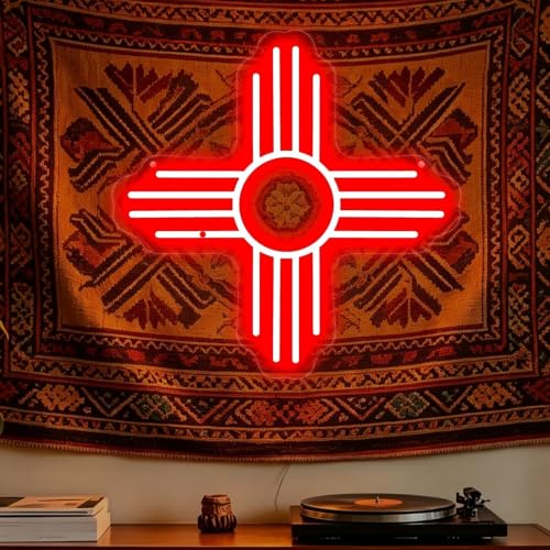 Zia Sun LED Neon Sign Bohemian Aesthetic New Mexico Style Wall Decor-13.7" - color: Sun-Red