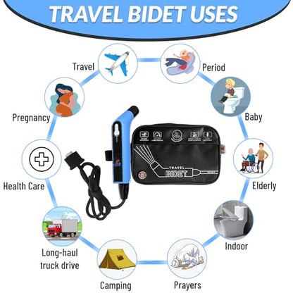 Orca Portable Travel Bidet Bottle Handheld Personal Sprayer, Electric Travel Bidet Camping Bathroom Personal Hygiene Cleaning Baby Care Toilet Sprayer Cleaning + 2 L Pouch