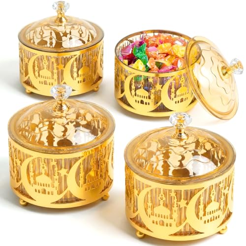 4 Pcs Ramadan Serving Trays with Lid Eid Mubarak Decor, Retro - style: Retro