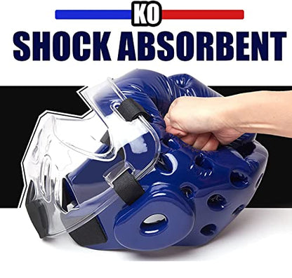 Youth & Adults Taekwondo Headgear – Adjustable MMA Helmet with Removable Face Shield & Ultra-Soft Padding for Kickboxing, Muay Thai, Combat Training - color: WHITE, size: Large