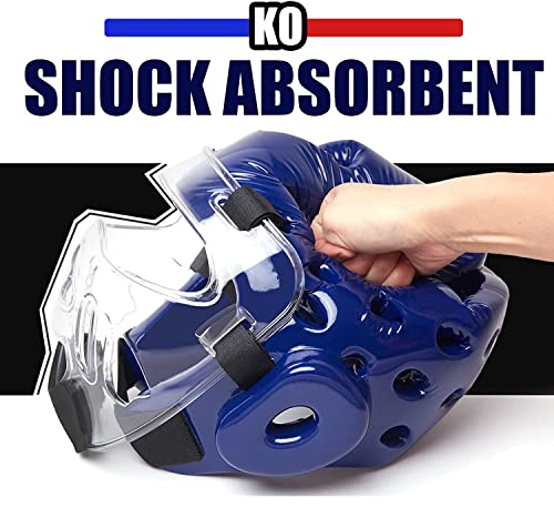 Youth & Adults Taekwondo Headgear – Adjustable MMA Helmet with Removable Face Shield & Ultra-Soft Padding for Kickboxing, Muay Thai, Combat Training - color: WHITE, size: Small