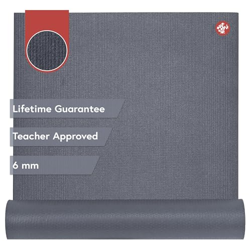 Manduka PRO Yoga Mat - 6mm | Lifetime Durability | Hygienic Construction | Premium Studio Quality | Teacher Approved - color: Thunder, size: 71" x 26"