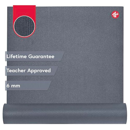 Manduka PRO Yoga Mat - 6mm | Lifetime Durability | Hygienic Construction | Premium Studio Quality | Teacher Approved - color: Thunder, size: 71" x 26"