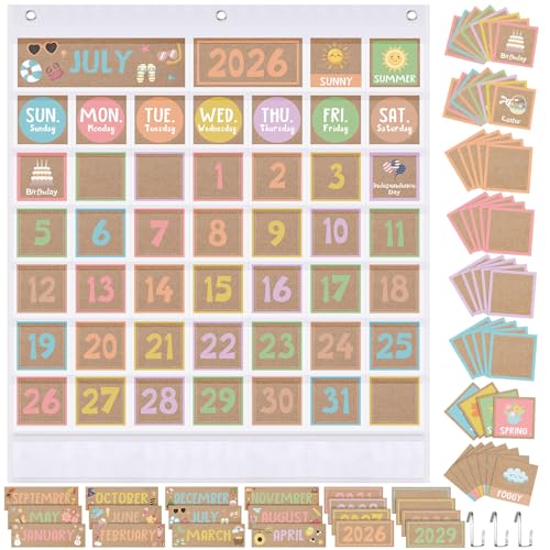 Sinload Classroom Calendar Pocket Chart White, Rustic - color: White, style: Rustic