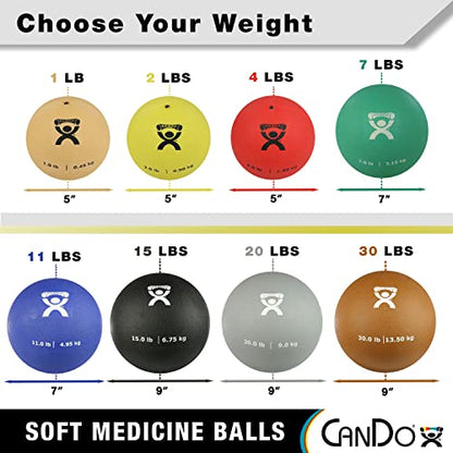 CanDo Soft Medicine Ball 5" Diameter 1lb Tan Exercise Ball for Physical Therapy and Fitness Exercises, Easy Grip Rubber Weighted Ball for Workouts - size: 1 Pound