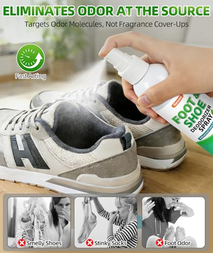 Shoe Deodorizer Spray, 5 fl oz Powerful Foot & Shoe Odor Eliminator, Foot Spray for Smelly Feet, Fast-Acting & Long-Lasting Shoe Freshener Spray for Shoes, Gym Bags, Helmets - size: 5 Fl Oz (Pack of 1)