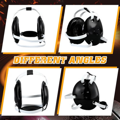 Halloscume Kids Wrestling Headgear with Adjustable Ear Guard Straps MMA Jiu Jitsu Grappling Protective Headgear for Youth Adults Men Women Comfortable Training & Tournament - color: Black/White