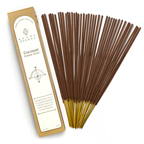 KarmaPledge Coconut Incense Sticks, Burn Time 45-60 Min, 40 Sticks - color: Coconut, size: 40 Hand Dipped Sticks