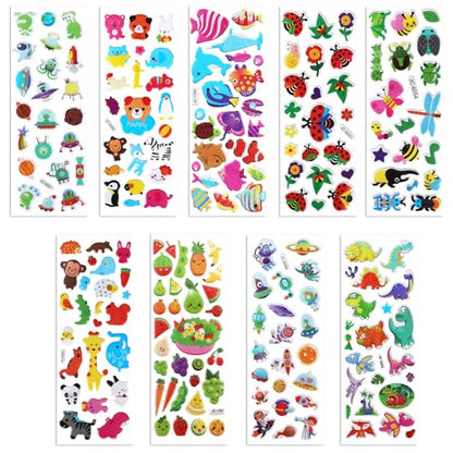 20 Sheets Puffy 3D Stickers for Kids & Toddlers, Variety Adhesive Sticker | Includes Animals Numbers Letters Fruits for Scrapbooking Journal Water Bottle DIY Craft (Boy Style) - style: Boy Style