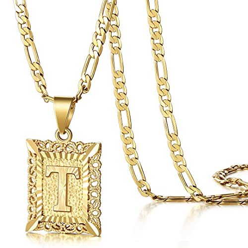 KissYan Initial Necklaces for Women Men - color: 1-Gold, style: T