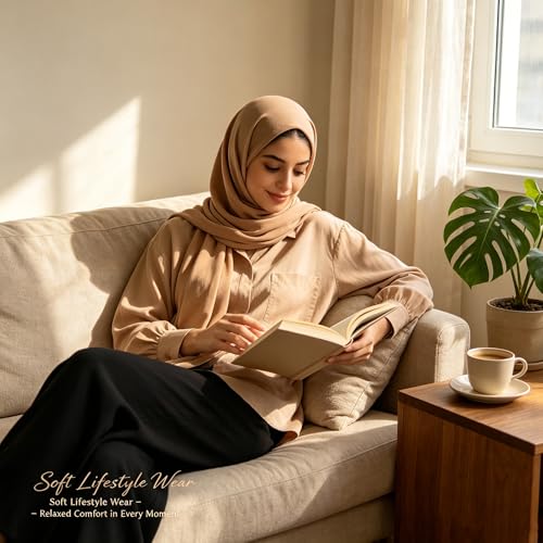Jersey Hijab Scarf for Women,Lightweight Muslim Turban Head Scarf Modal Feel Hijab Coverings for Prayer with Clip - color: Bronze Skin