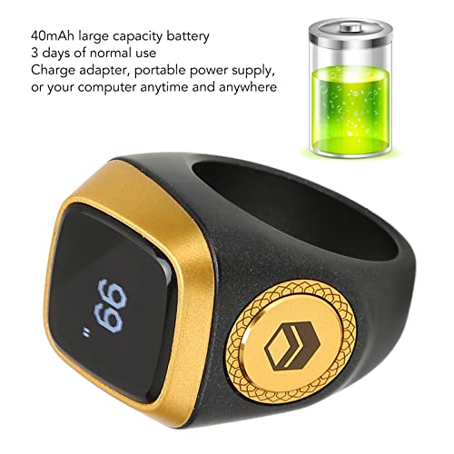 Finger Smart Tally Counter Ring, 20mm Muslim Digital Azan Alarm Clock(Black), Resettable Smart Counter Digital Counter & Vibration Reminder with Mini LCD Screen ﻿