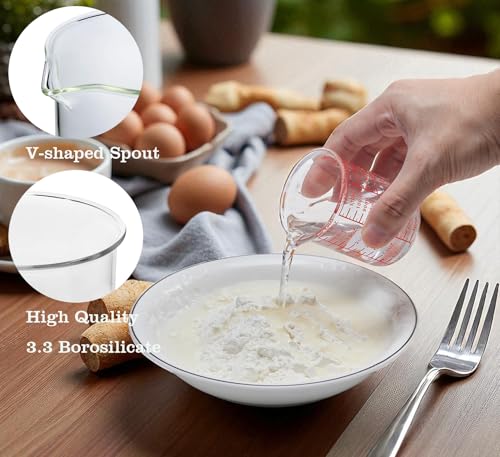 High Borosilicate Glass Measuring Cup-V-Shaped Spout，Glass Measuring Beaker for Kitchen or Restaurant, Easy to Read, 120 ML (4 Oz)-Pack of 2 - size: 120 ML (4 Oz)-Pack of 2