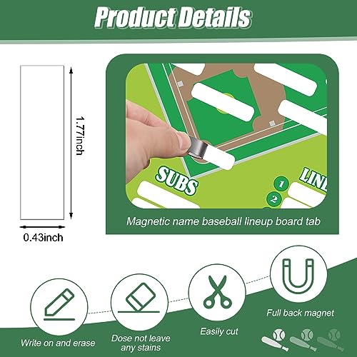 Eaasty 34 Pcs Magnetic Baseball Lineup Board Metal Dry Erase Coaching Clipboard Include 30 Baseball Lineup Cards Dugout Display Softball Coaching Accessories