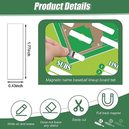Eaasty 34 Pcs Magnetic Baseball Lineup Board Metal Dry Erase Coaching Clipboard Include 30 Baseball Lineup Cards Dugout Display Softball Coaching Accessories