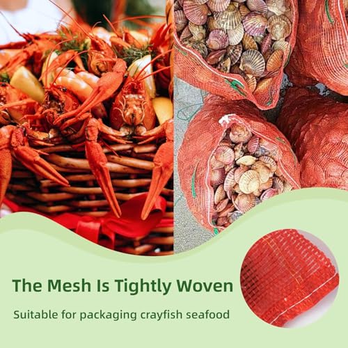 10 lb Mesh Onion Bags 400pcs, 11"×18" Mesh Produce Bags Hanging Reusable Breathable Vegetable Storage Net Bag with Drawstring for Onions Potatoes Citrus Crawfish, Red (Pack of 400) - style: Pack of 400