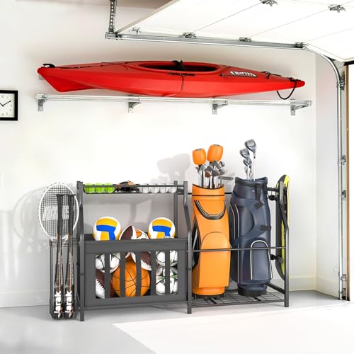 WALMANN Garage Sports Equipment Organizer, Ball Storage Stand, Indoor Golf Bags Stand for Garage - style: Stand for 2 Bags