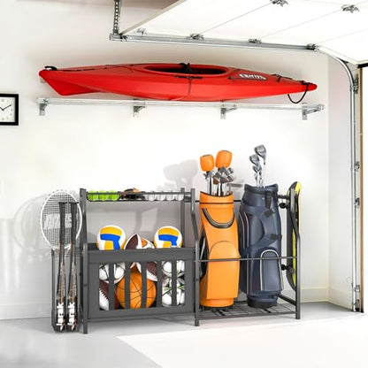 WALMANN Garage Sports Equipment Organizer, Ball Storage Stand, Indoor Golf Bags Stand for Garage - style: Stand for 2 Bags