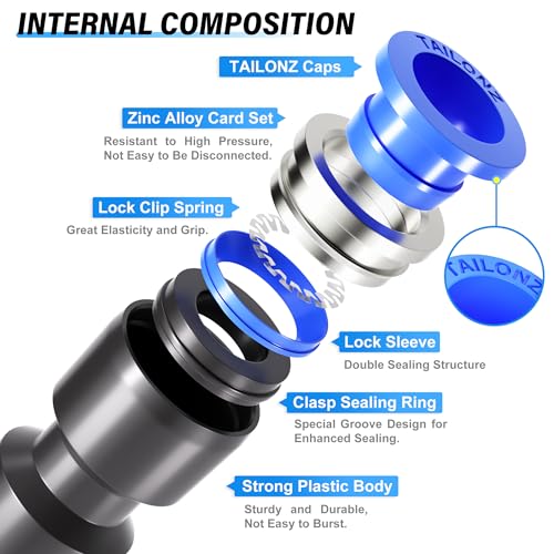 TAILONZ PNEUMATIC 12mm od Push to Connect Fittings Pneumatic Fittings Kit 5 Spliters+5 Elbows+5 tee+5 Straight (20 pcs) - color: Blue, size: 12MM OD/20PCS
