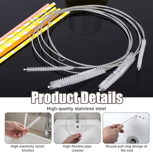 Hecila 40 Inches Long Flexible Tube Cleaning Brush Long Pipes Cleaners Straw Tube Cleaner Brushes for Cleaning Straw with Nylon Bristles for Keg Lines Ice Maker Tubing Juicers Coffee Machines