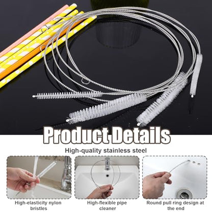 Hecila 40 Inches Long Flexible Tube Cleaning Brush Long Pipes Cleaners Straw Tube Cleaner Brushes for Cleaning Straw with Nylon Bristles for Keg Lines Ice Maker Tubing Juicers Coffee Machines