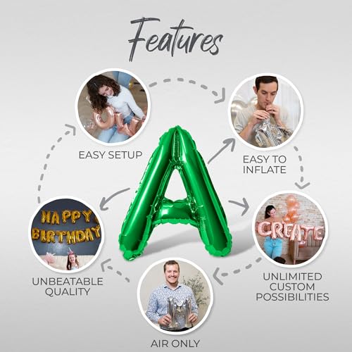 Letter Balloons - EID MUBARAK 16" Inch Alphabet Letters Foil Mylar Balloon Blessed Feast Festival Party Banner (Green) - color: Green