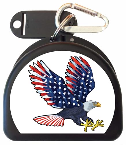 American Eagle Mouthguard and Retainer Case with Carabiner – Compact, Durable Storage for Retainers, Night Guards, and Dentures Travel-Friendly Design (Black) - color: Black