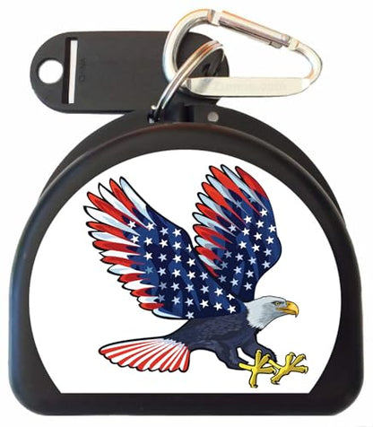 American Eagle Mouthguard and Retainer Case with Carabiner – Compact, Durable Storage for Retainers, Night Guards, and Dentures Travel-Friendly Design (Black) - color: Black