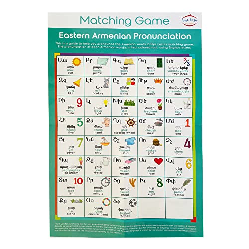 Armenian Alphabet Matching Game, Eastern and Western Pronunciations, Strengthen Memory Learn The Armenian Alphabet, Ages 3+