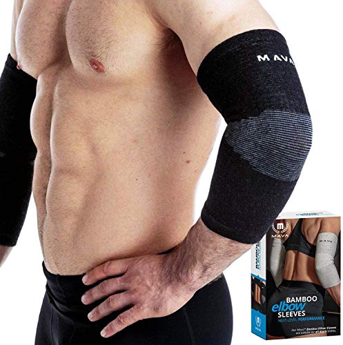 Mava Sports Elbow Sleeve Weightlifting Bamboo Charcoal Fiber Compression Support Sleeve for Tendonitis, Tennis, and Golf Elbow Relief – Reduces Elbow Joint Pain - size: XX-Large