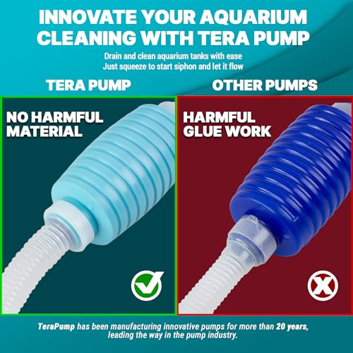 TERA PUMP Aquarium Gravel Cleaner for 10-20 Gallon Tanks - BPA-Free, Siphon with Flow Controller, Extendable No-Spill System for Freshwater and Saltwater | BPA-Free, Siphon with Flow Controller, Extendable No-Spill System, Freshwater and Saltwater