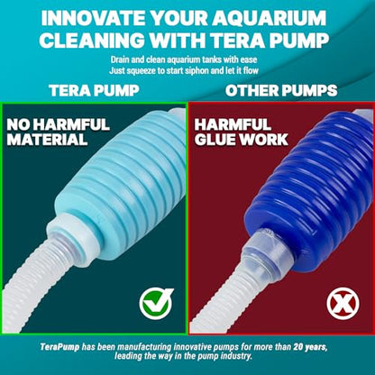 TERA PUMP Aquarium Gravel Cleaner for 10-20 Gallon Tanks - BPA-Free, Siphon with Flow Controller, Extendable No-Spill System for Freshwater and Saltwater | BPA-Free, Siphon with Flow Controller, Extendable No-Spill System, Freshwater and Saltwater