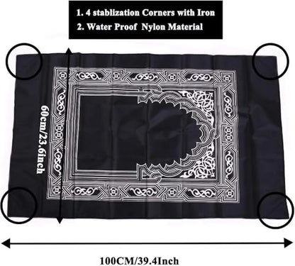 Prayer Rug Polyester Portable Braided Mats Simply Print with Compass in Pouch Travel Home Mat Blanket 100x60cm