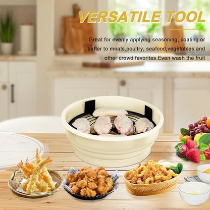 Collapsible Batter Bowl - Breading Bowl Shaker with Lid , Cream White - color: Cream White