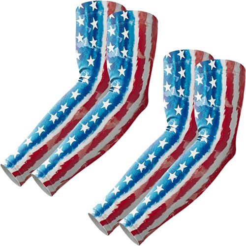 ROXUN Arm Sleeves, Cooling UV Sun Protection Sports Compression for Men/Women - color: 2 Pairs America Flag-1
